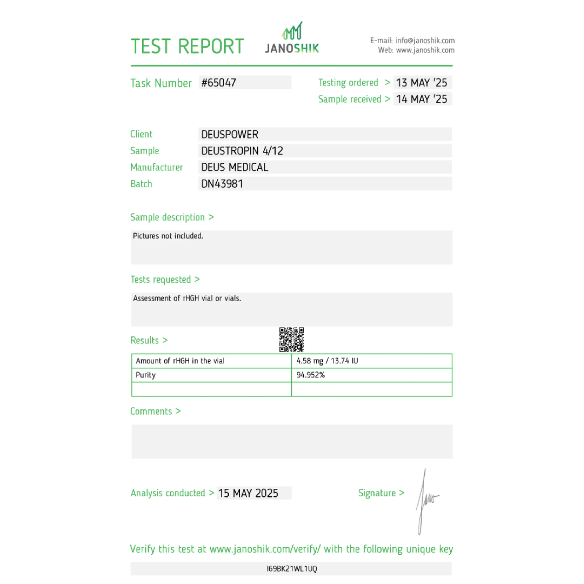 Deustropin 4/12 (Somatropin) recombinant human growth hormone vials, Deus Medical