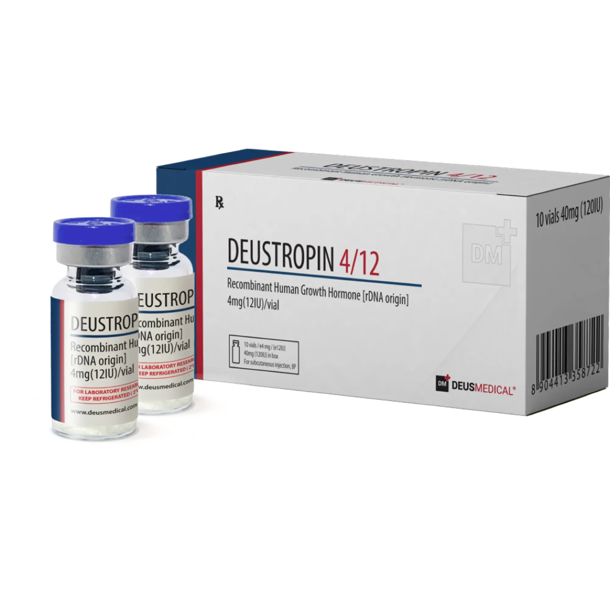 Deustropin 4/12 (Somatropin) recombinant human growth hormone vials, Deus Medical