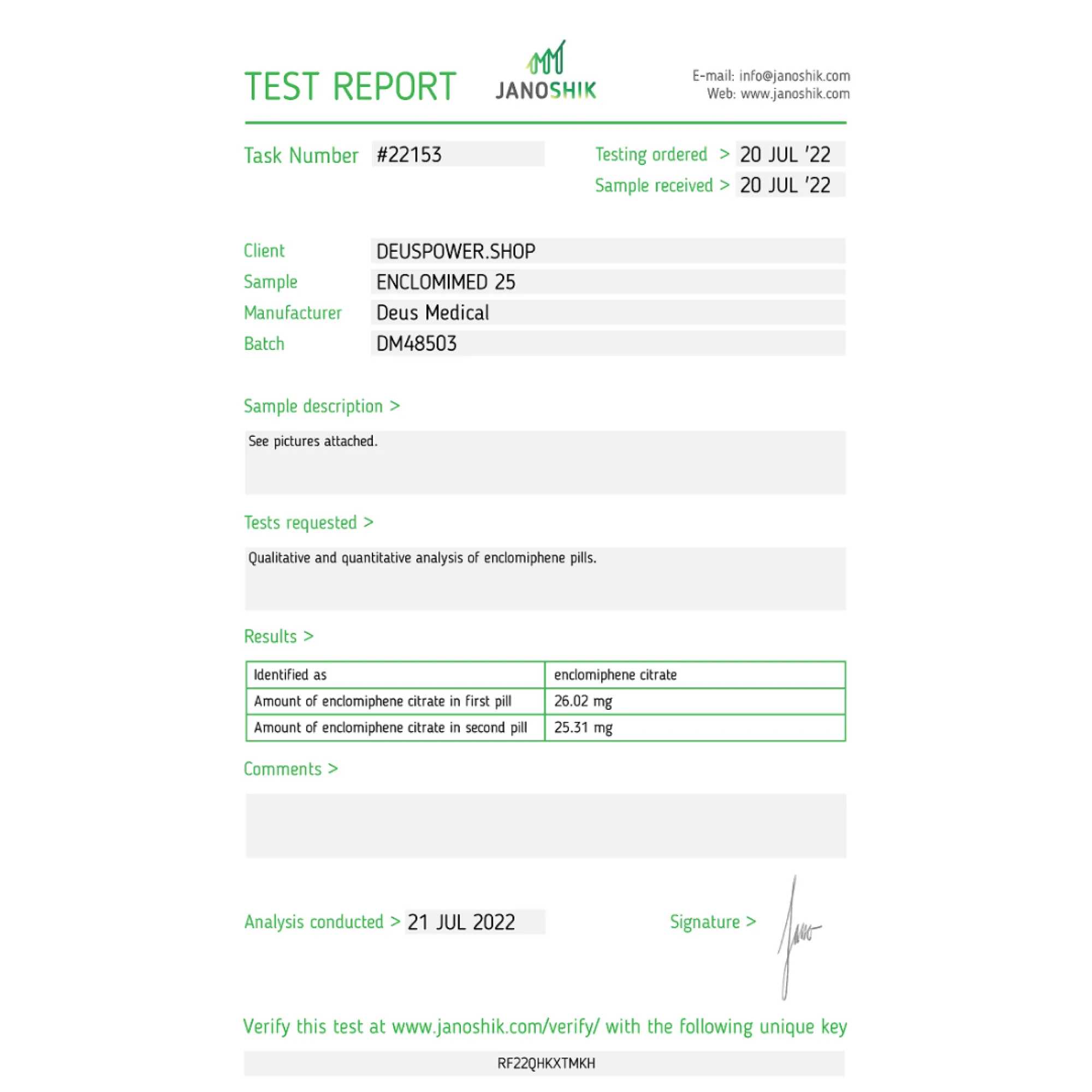 ENCLOMIMED 25 (Enclomiphene Citrate), Deus Medical, Köp steroider online - www.deuspowershop.net