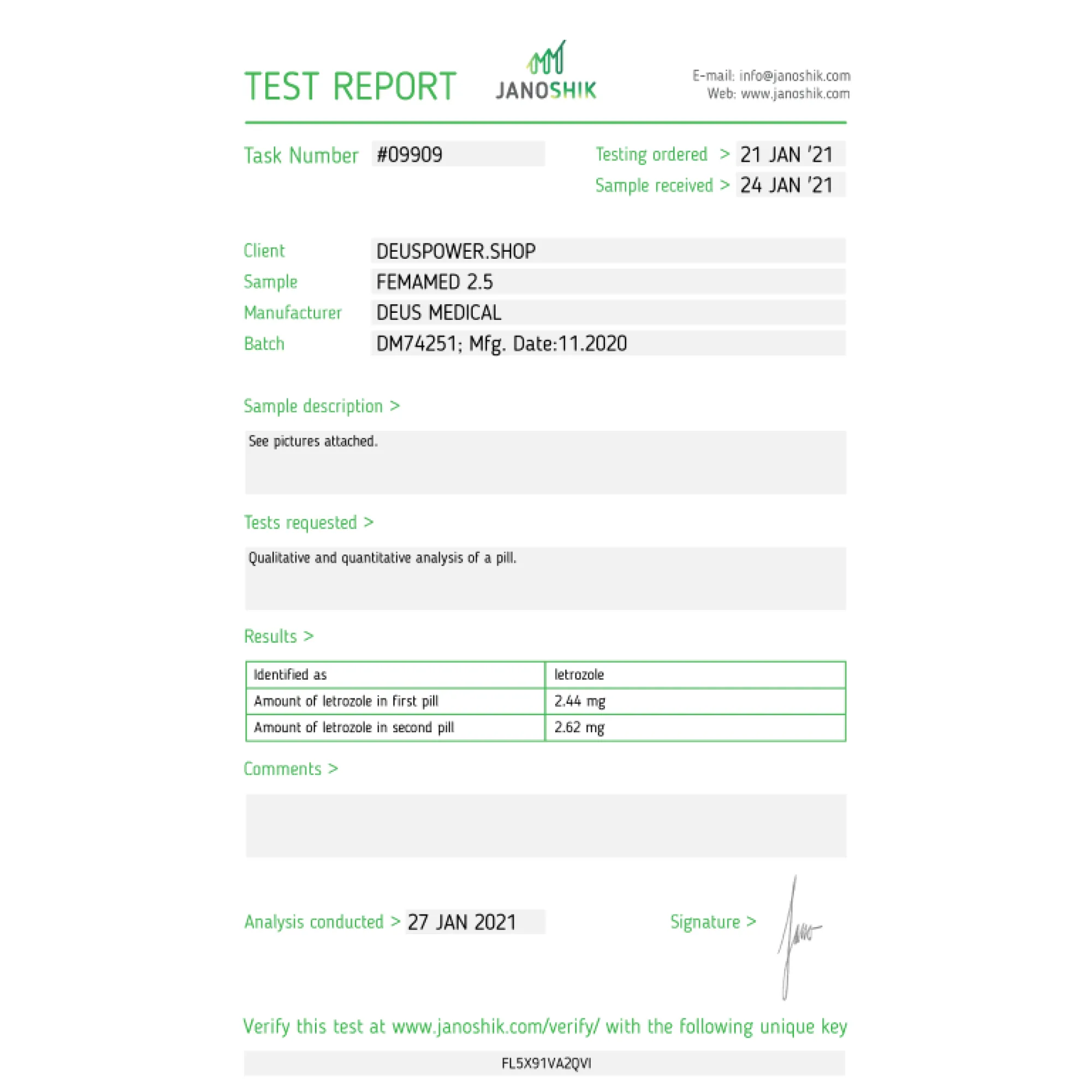 FEMAMED 2.5 (Letrozol), Deus Medical, Kaufen Sie Steroide Online - www.deuspowershop.net