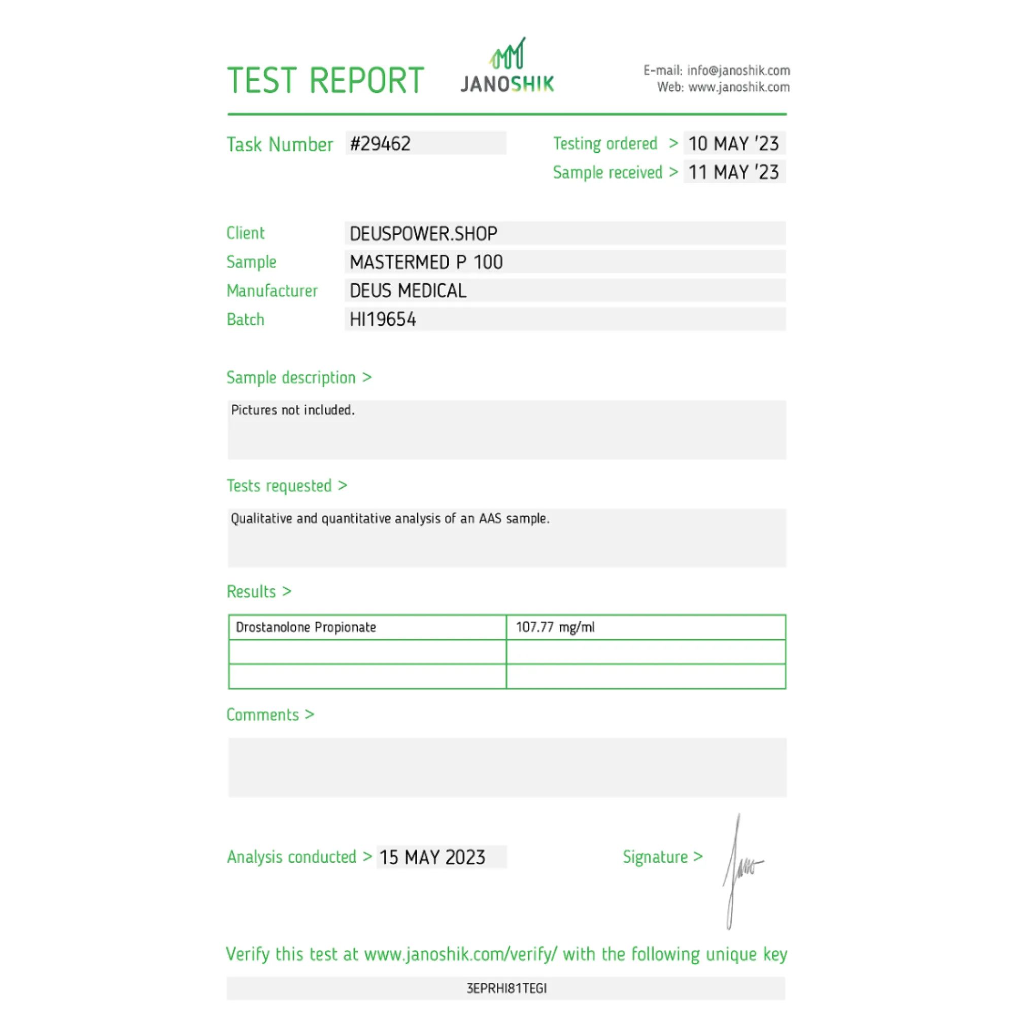 Mastermed P 100 Drostanolone Propionate ampoules and Deus Medical packaging
