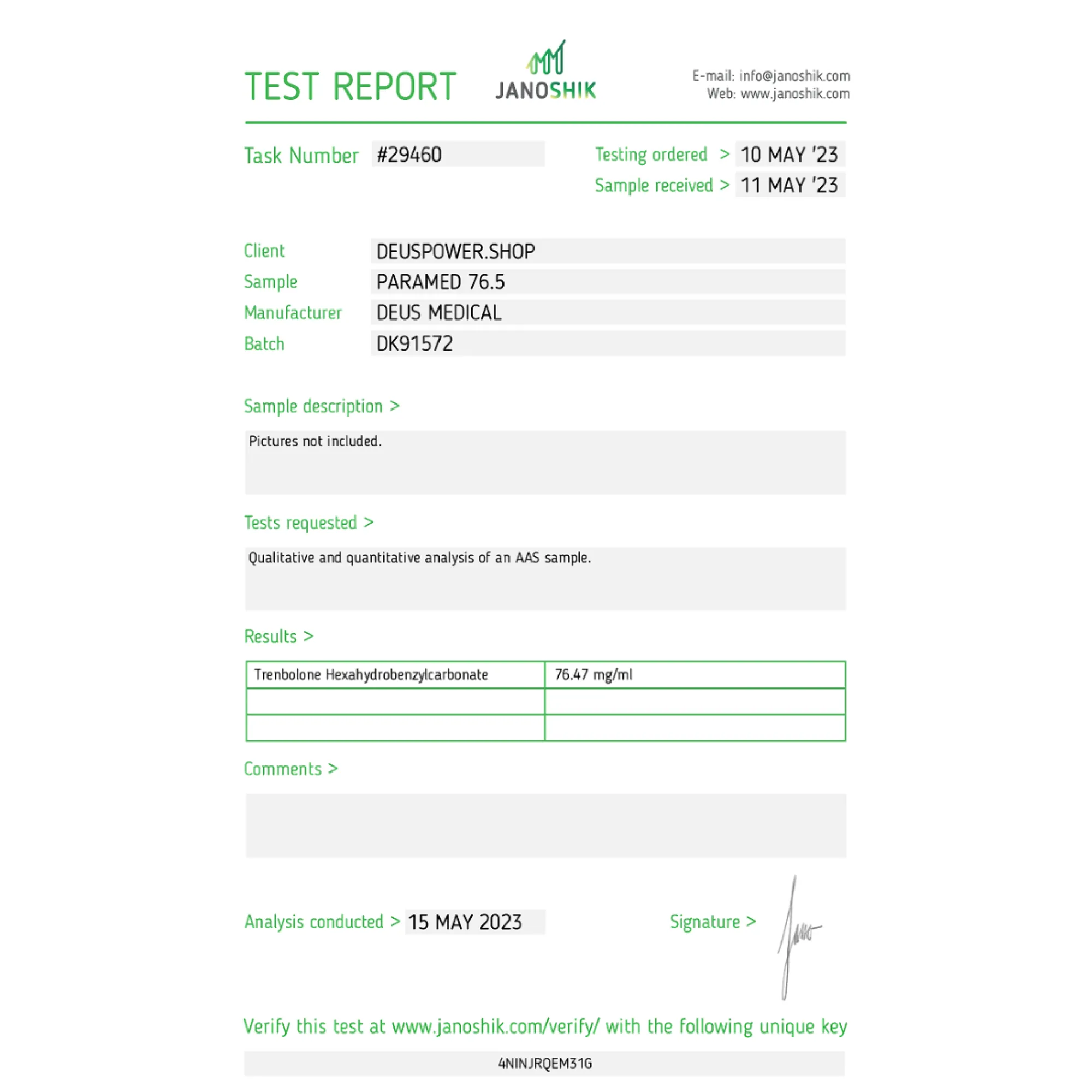 PARAMED 76.5 (Trenbolone Hexahydrobenzylcarbonate), Deus Medical, Buy Steroids Online - www.deuspowershop.net