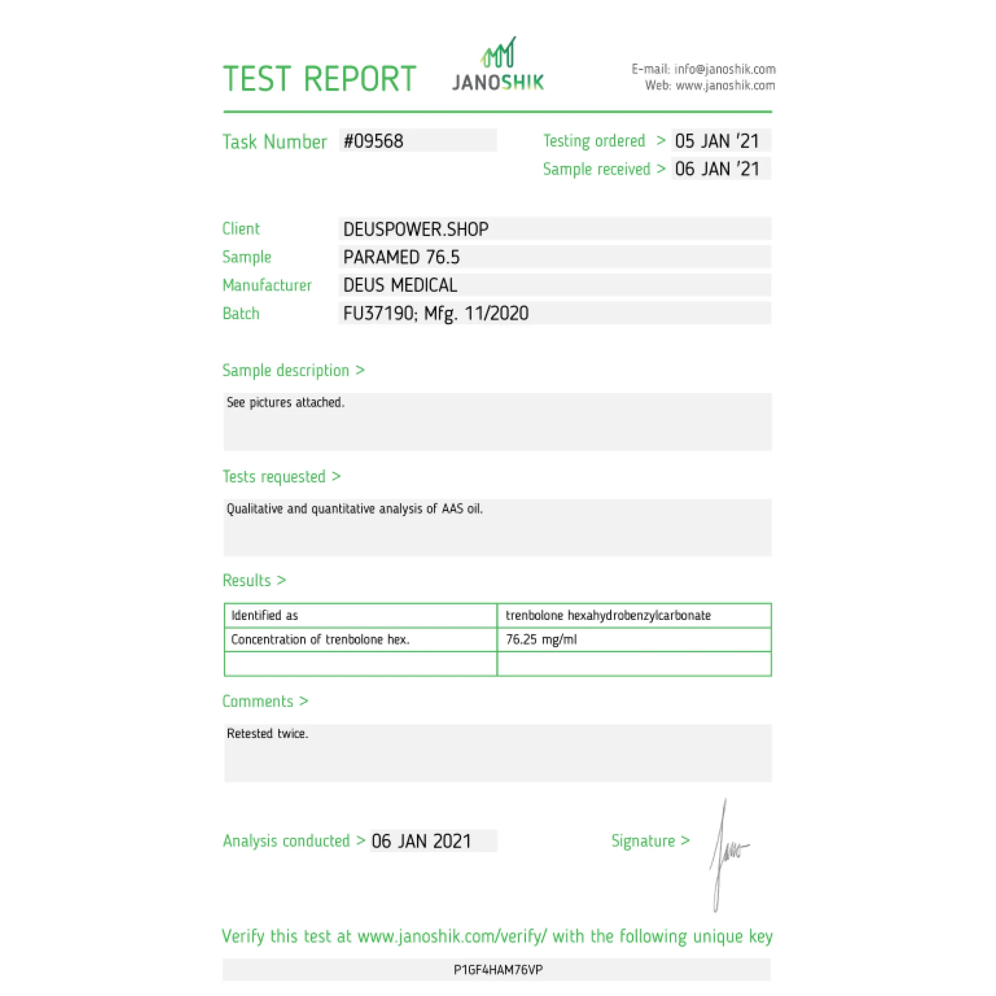 PARAMED 76.5 (Trenbolone Hexahydrobenzylcarbonate), Deus Medical, Buy Steroids Online - www.deuspowershop.net