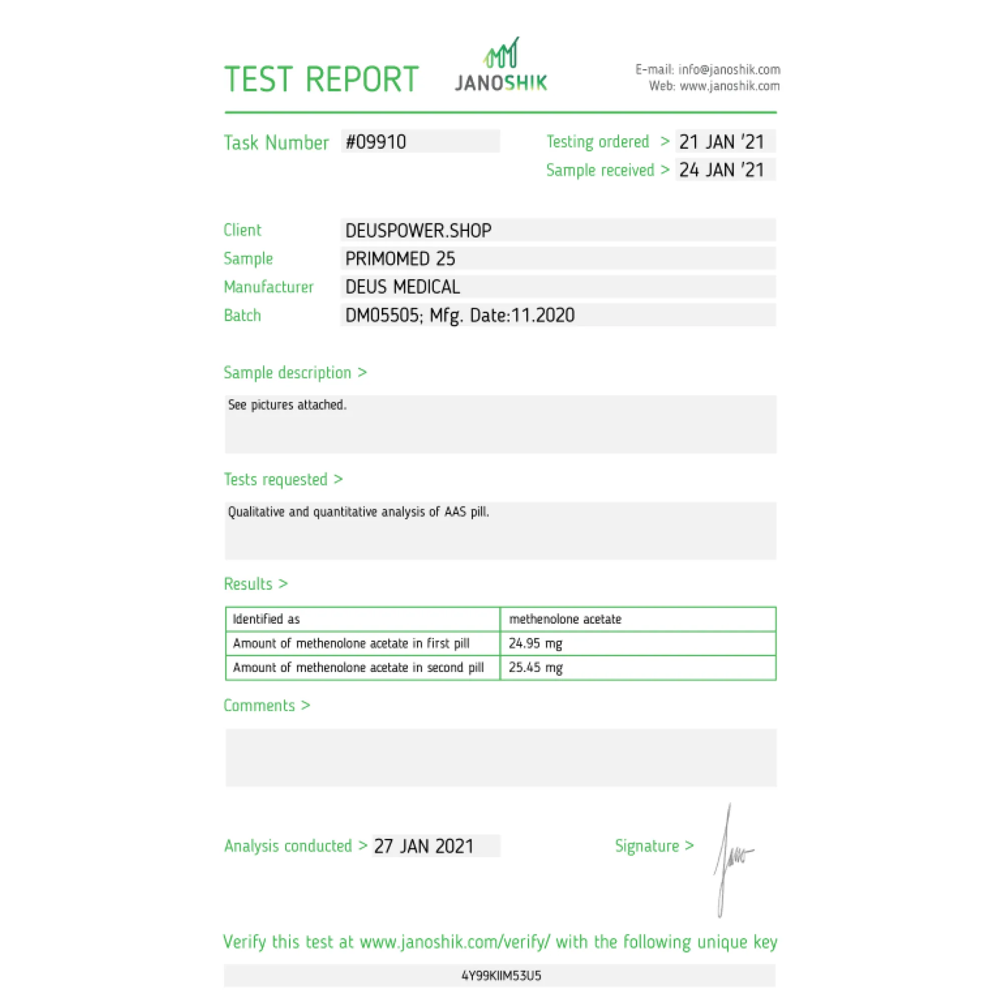 PRIMOMED 25 (Methenolone Acetate)