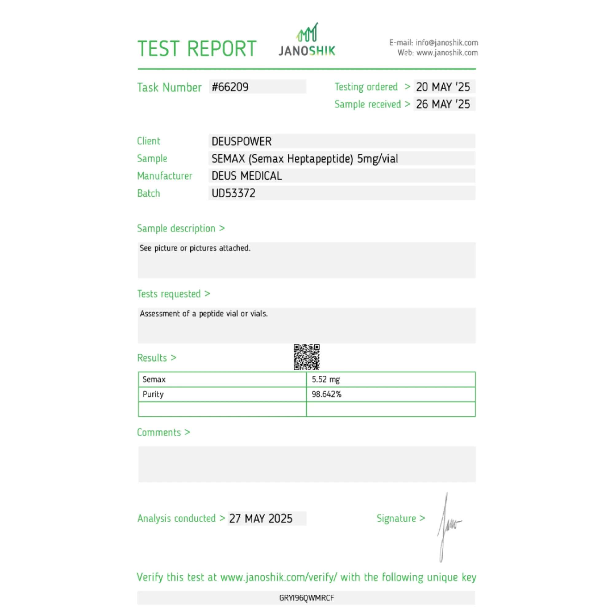 SEMAX (Semax Heptapeptid), Deus Medical, Kaufen Sie Steroide Online - www.deuspowershop.net