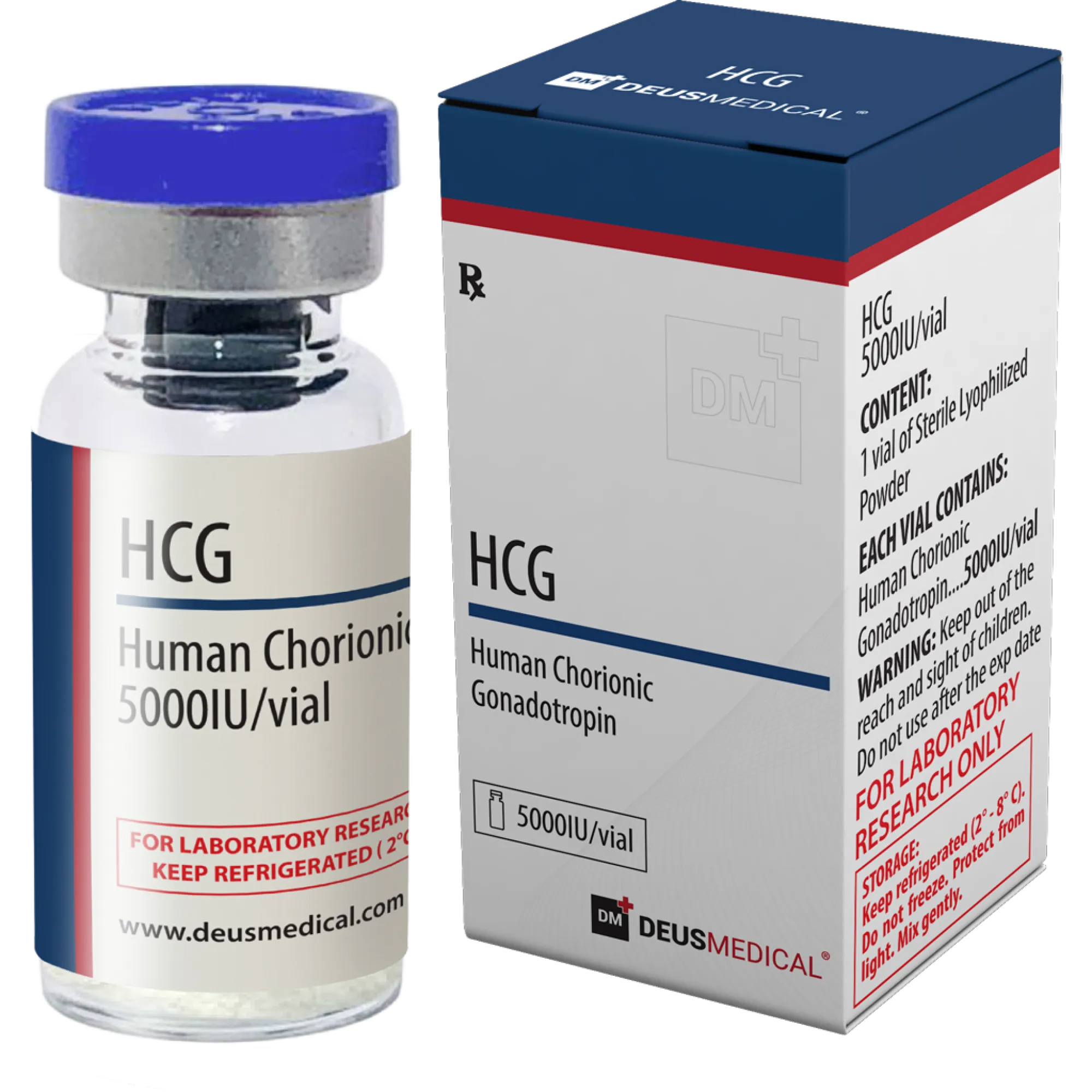 HCG (Human Chorionic Gonadotropin) 5000 IU hormone vial, Deus Medical